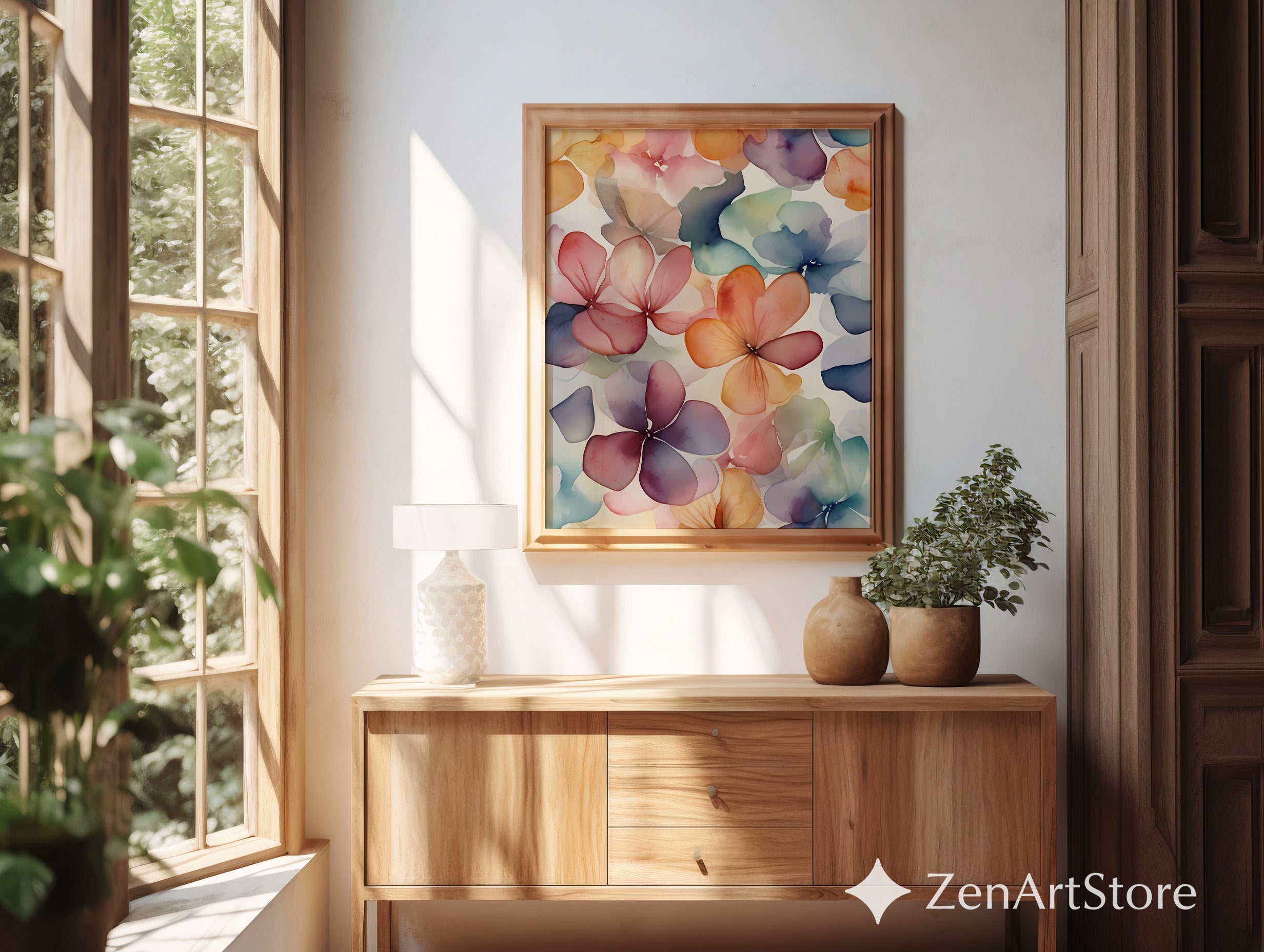 Soft Watercolor Floral Wall Art Print - Abstract Botanical Flowers for Living Room, Bedroom, Japandi, Boho & Scandinavian Home Decor