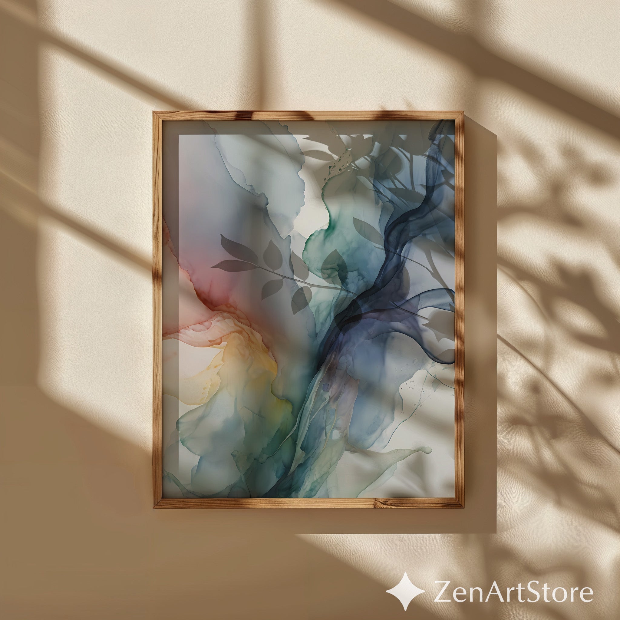Ethereal Fluid Abstract Wall Art Print - Calming Watercolor Minimalist Neutral Decor for Living Room, Bedroom, Japandi & Scandinavian Homes