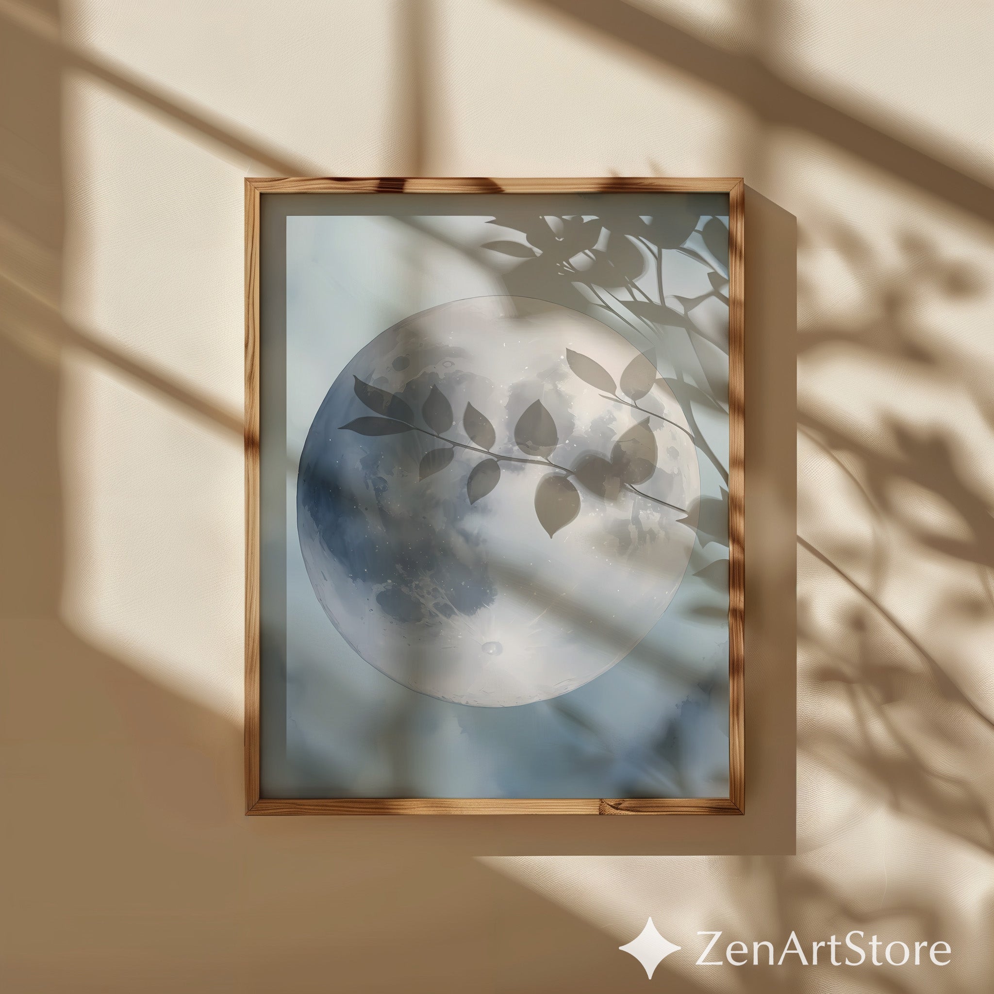 Minimal Moon Wall Art - Neutral Lunar Print, Japandi & Scandinavian Moon Poster for Bedroom, Nursery, Living Room Decor