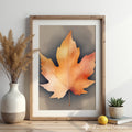 Neutral Autumn Leaf Wall Art - Minimal Maple Leaf Print, Japandi Wabi-Sabi Fall Home Decor, Beige Botanical Wall Art