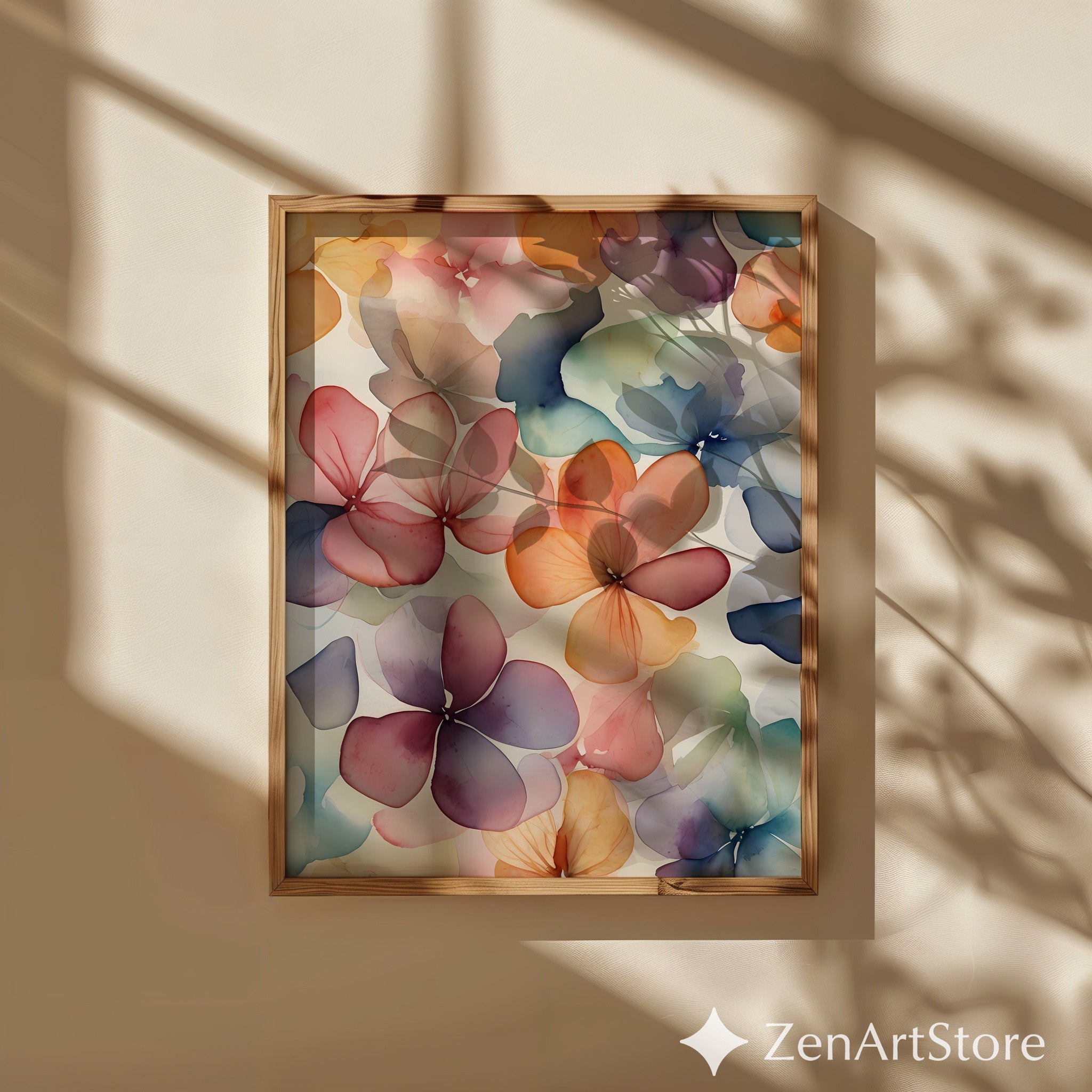 Soft Watercolor Floral Wall Art Print - Abstract Botanical Flowers for Living Room, Bedroom, Japandi, Boho & Scandinavian Home Decor