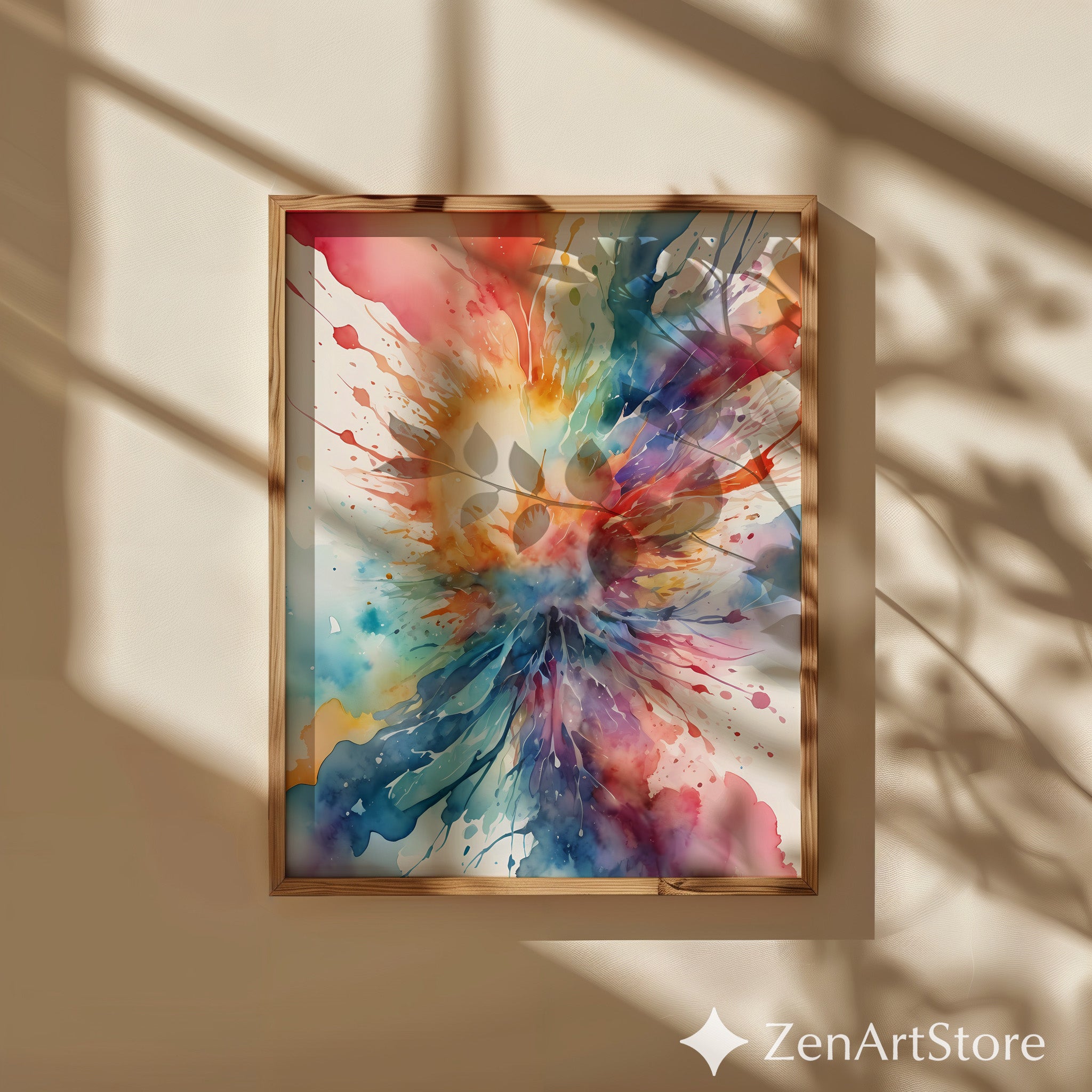 Vibrant Watercolor Explosion Abstract Art Print - Colorful Modern Wall Decor