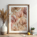 Blush Floral Wall Art Print - Soft Pink Beige Botanical Canvas for Neutral Japandi, Minimal Home Decor