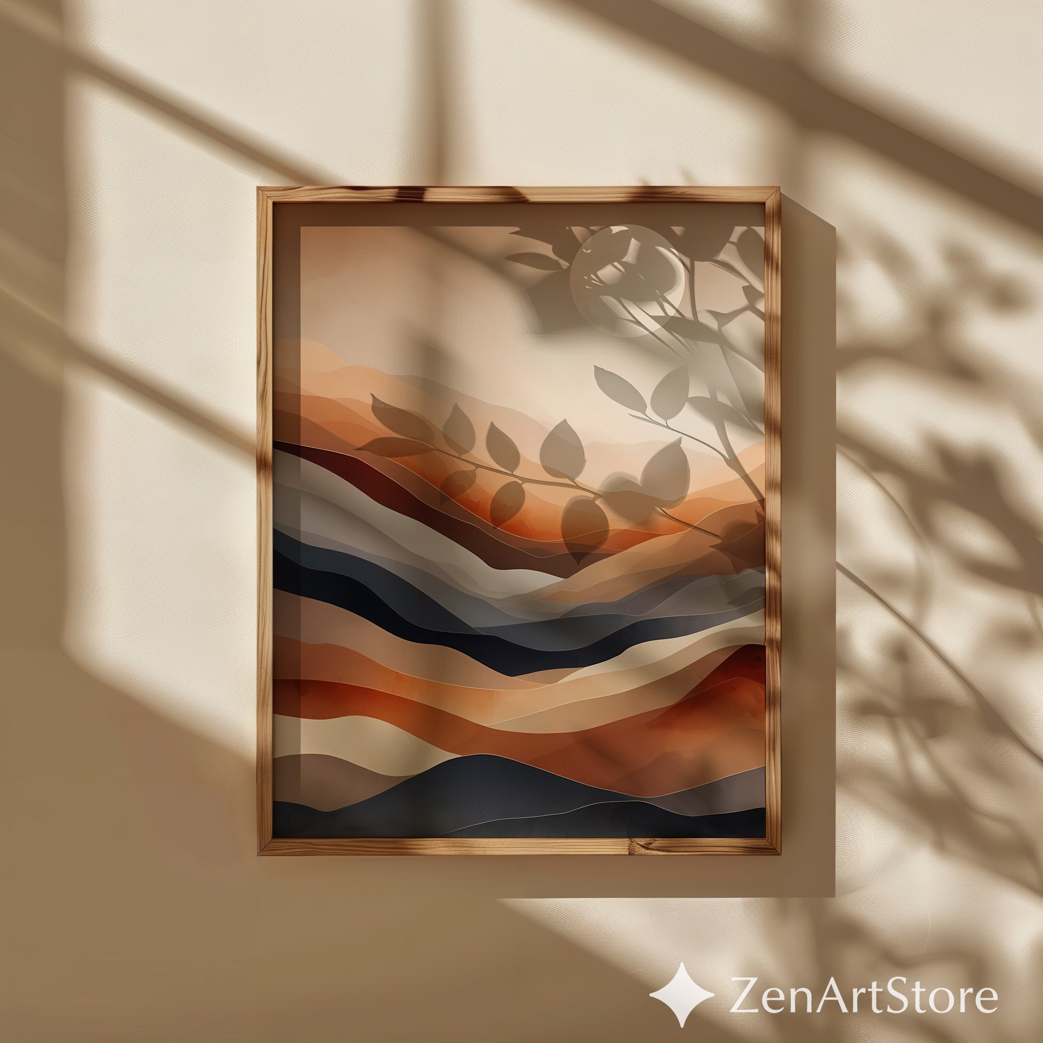 Warm Abstract Desert Landscape Wall Art - Minimal Terracotta & Neutral Layers, Modern Japandi Home Decor Print