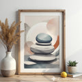 Zen Stone Stack Wall Art - Minimal Japandi Neutral Abstract Print for Living Room, Bedroom, Spa Decor
