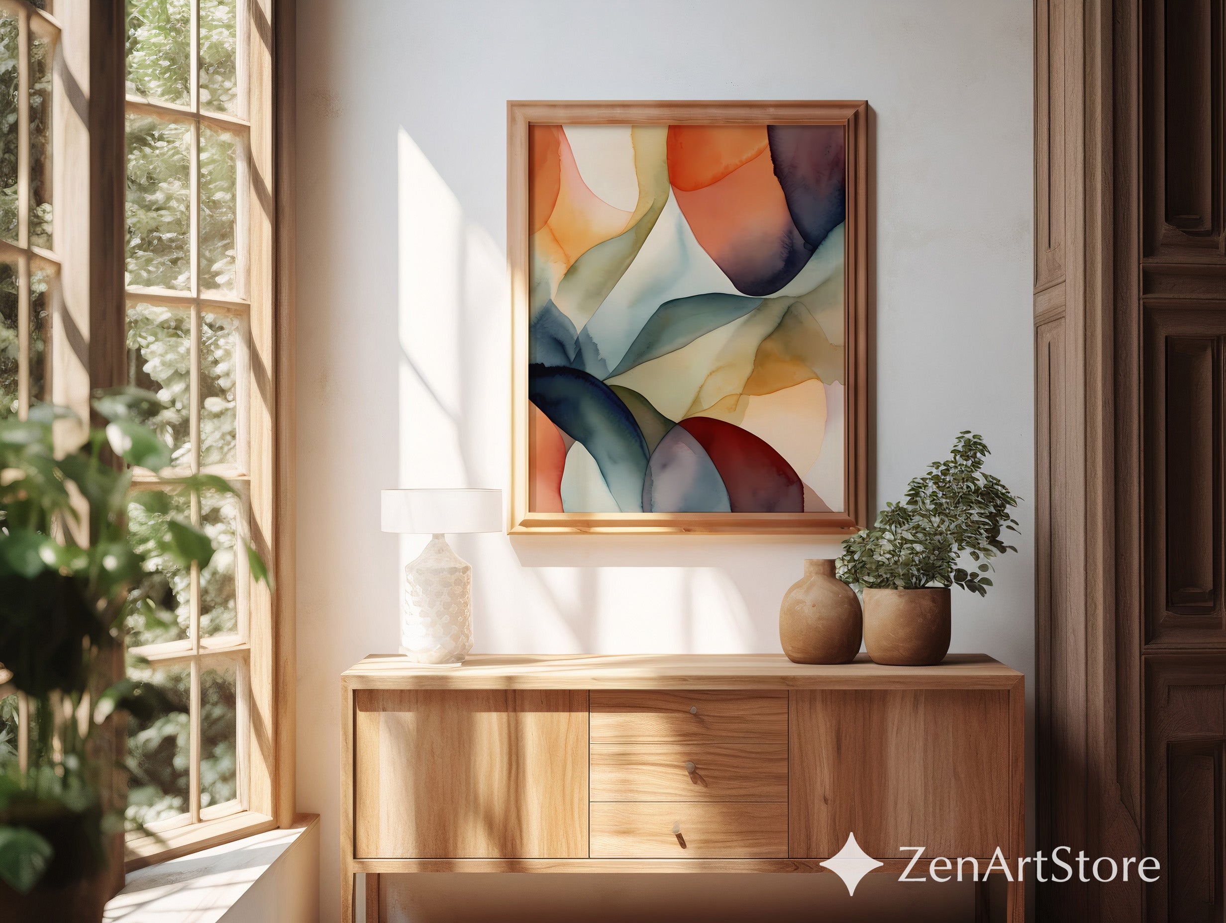 Abstract Fluid Watercolor Wall Art | Earth Tone Minimal Modern Print for Living Room, Bedroom, Japandi & Wabi Sabi Decor