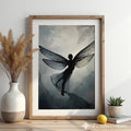 Ethereal Fairy Silhouette Wall Art - Minimal Neutral Wings Print for Japandi Wabi-Sabi Scandinavian Decor
