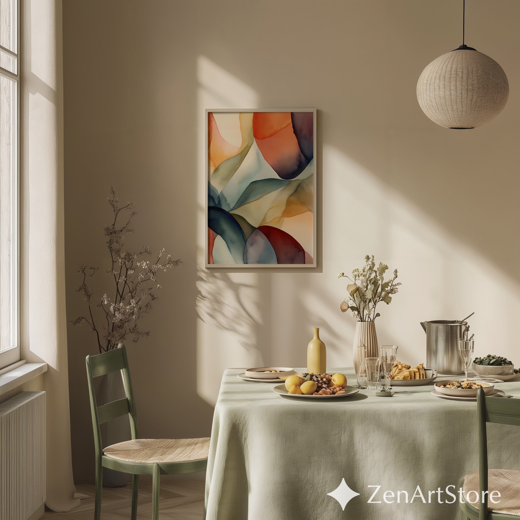 Abstract Fluid Watercolor Wall Art | Earth Tone Minimal Modern Print for Living Room, Bedroom, Japandi & Wabi Sabi Decor