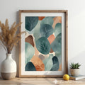 Abstract Botanical Leaf Art Print Teal & Terracotta Minimal Japandi Scandinavian Wall Decor