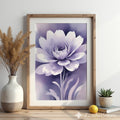 Lavender Floral Wall Art - Calming Purple Peony Print for Bedroom & Living Room - Minimal Zen Botanical Canvas, Japandi Decor
