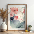 Zen Sakura Abstract Printable Wall Art - Minimal Japanese Cherry Blossom Calm Poster