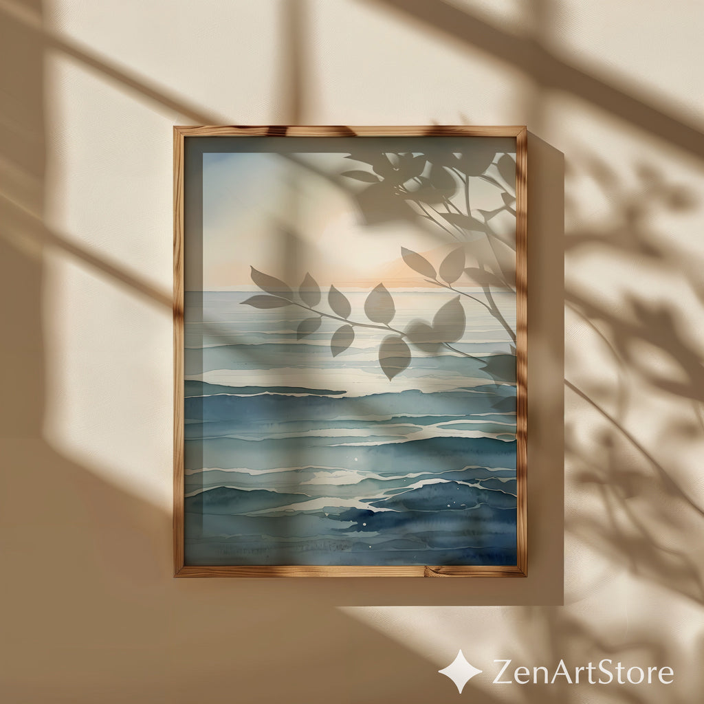 Serene Sunrise Abstract Seascape - Minimal Zen Japanese Printable Wall Art