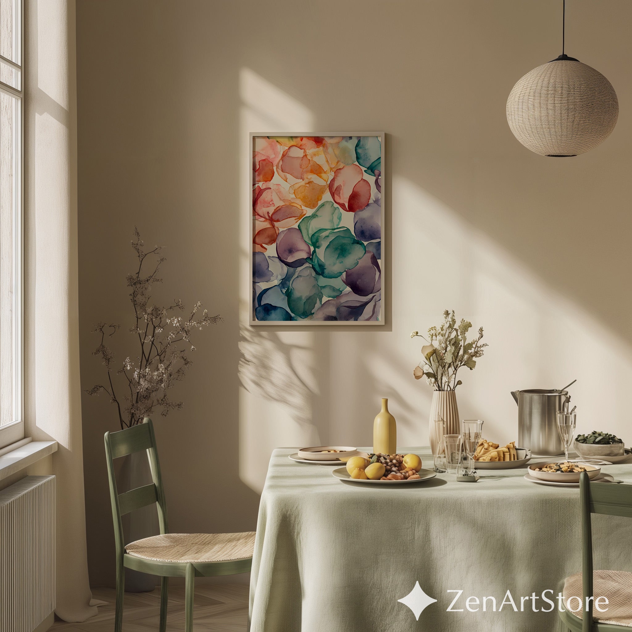 Abstract Watercolor Petals Print | Alcohol Ink Floral Art, Modern Boho Home Decor, Calming Japandi Wall Art