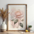 Blush Rose Wall Art Print - Soft Pastel Botanical Rose, Minimal Floral Nursery & Bedroom Decor, Neutral Modern Printable
