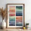 Abstract Watercolor Wall Art Set of 4 – Minimal Layered Landscapes, Neutral Japandi Boho Prints for Living Room & Bedroom, Printable Digital Download