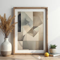 Neutral Geometric Abstract Wall Art - Beige Gray Minimalist Print for Living Room, Japandi Wabi Sabi Home Decor