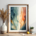 Abstract Fluid Wall Art Print - Calm Teal, Beige & Orange Minimalist Modern Home Decor, Japandi Wabi Sabi