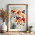 Abstract Floral Wall Art Print - Warm Rust & Ochre Minimal Botanical Japandi Wabi Sabi Neutral Home Decor