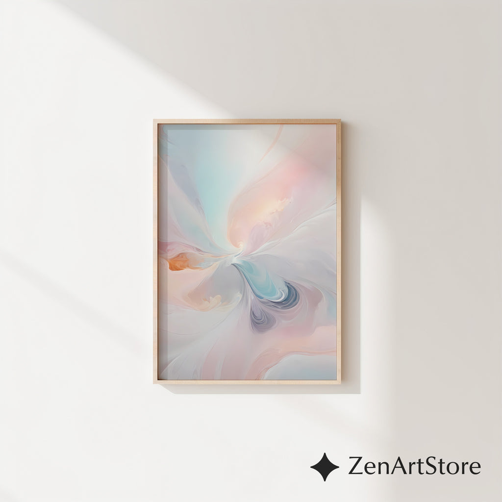 Pastel Abstract Wall Art Printable - Soft Pink Blue Minimalist Zen Decor for Living Room, Bedroom, Nursery - Japandi Wabi Sabi Print