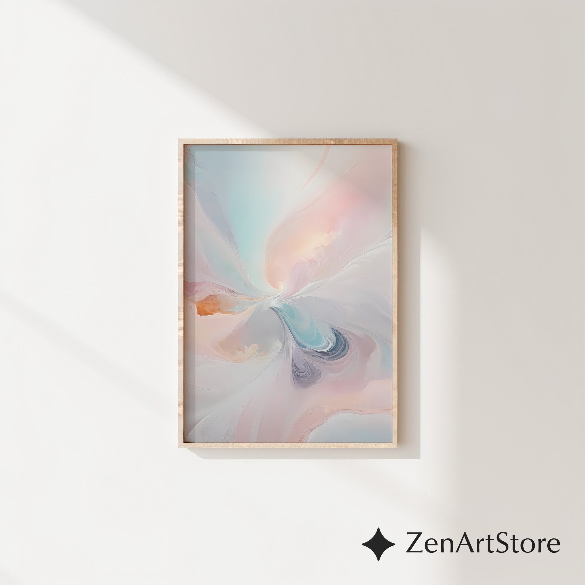 Pastel Abstract Wall Art Printable - Soft Pink Blue Minimalist Zen Decor for Living Room, Bedroom, Nursery - Japandi Wabi Sabi Print