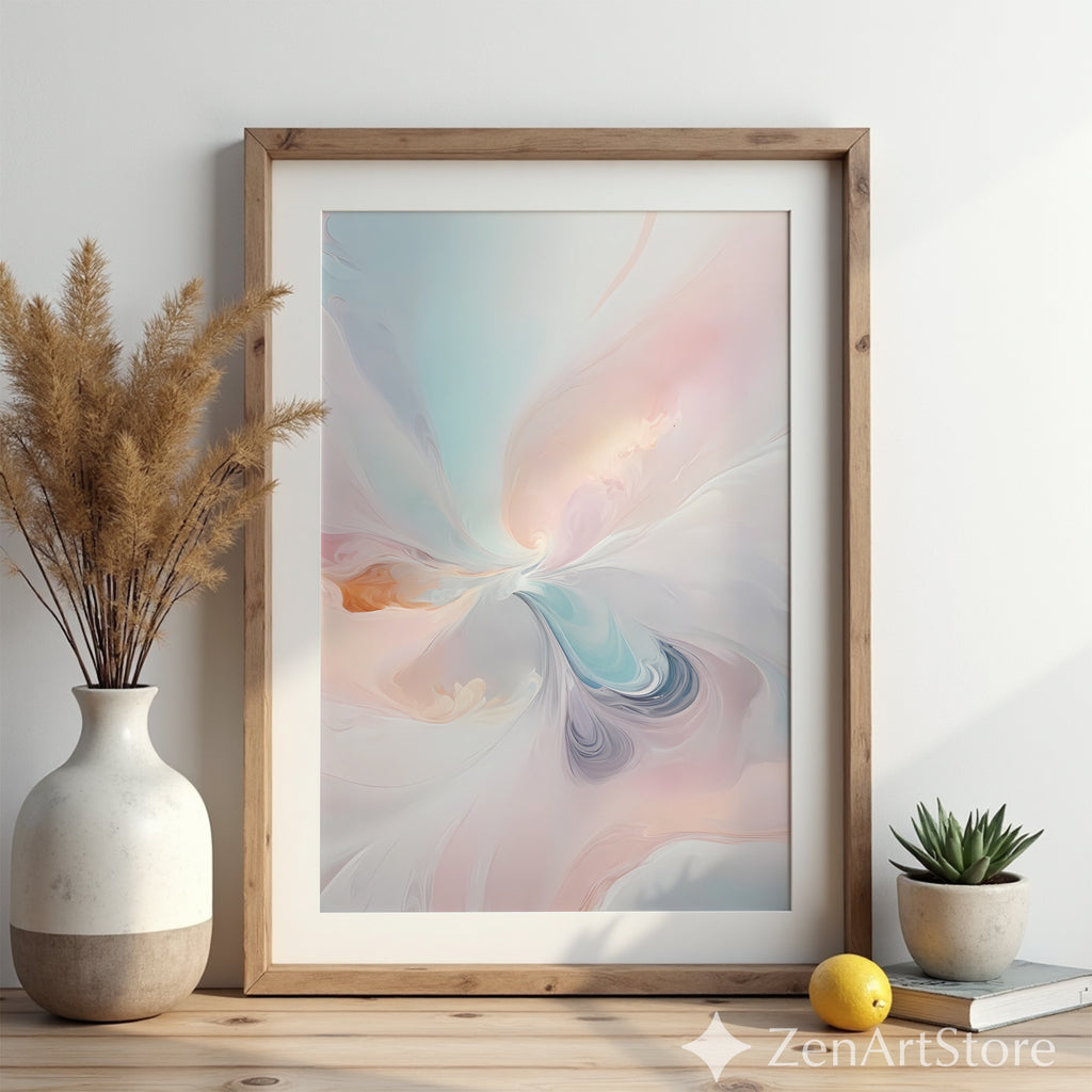 Pastel Abstract Wall Art Printable - Soft Pink Blue Minimalist Zen Decor for Living Room, Bedroom, Nursery - Japandi Wabi Sabi Print