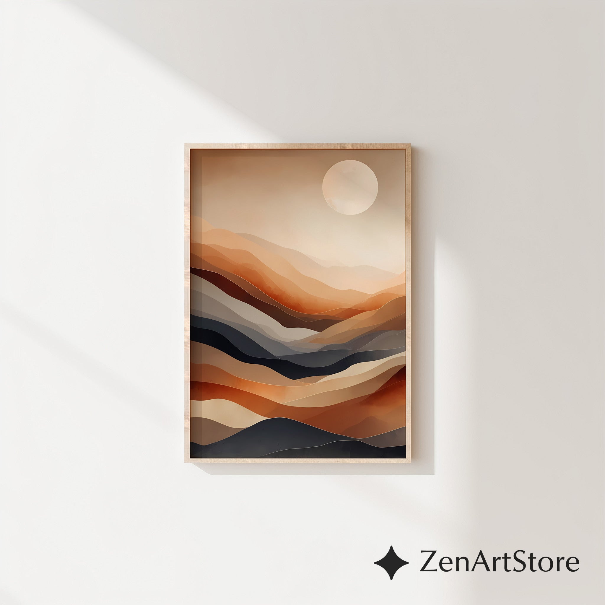 Warm Abstract Desert Landscape Wall Art - Minimal Terracotta & Neutral Layers, Modern Japandi Home Decor Print