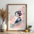 Serene Sakura Portrait Print - Japandi Minimal Cherry Blossom Wall Art, Zen Pastel Home Decor