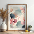 Zen Minimal Japanese Abstract Printable Wall Art - Soft Pink & Teal Watercolor Eucalyptus