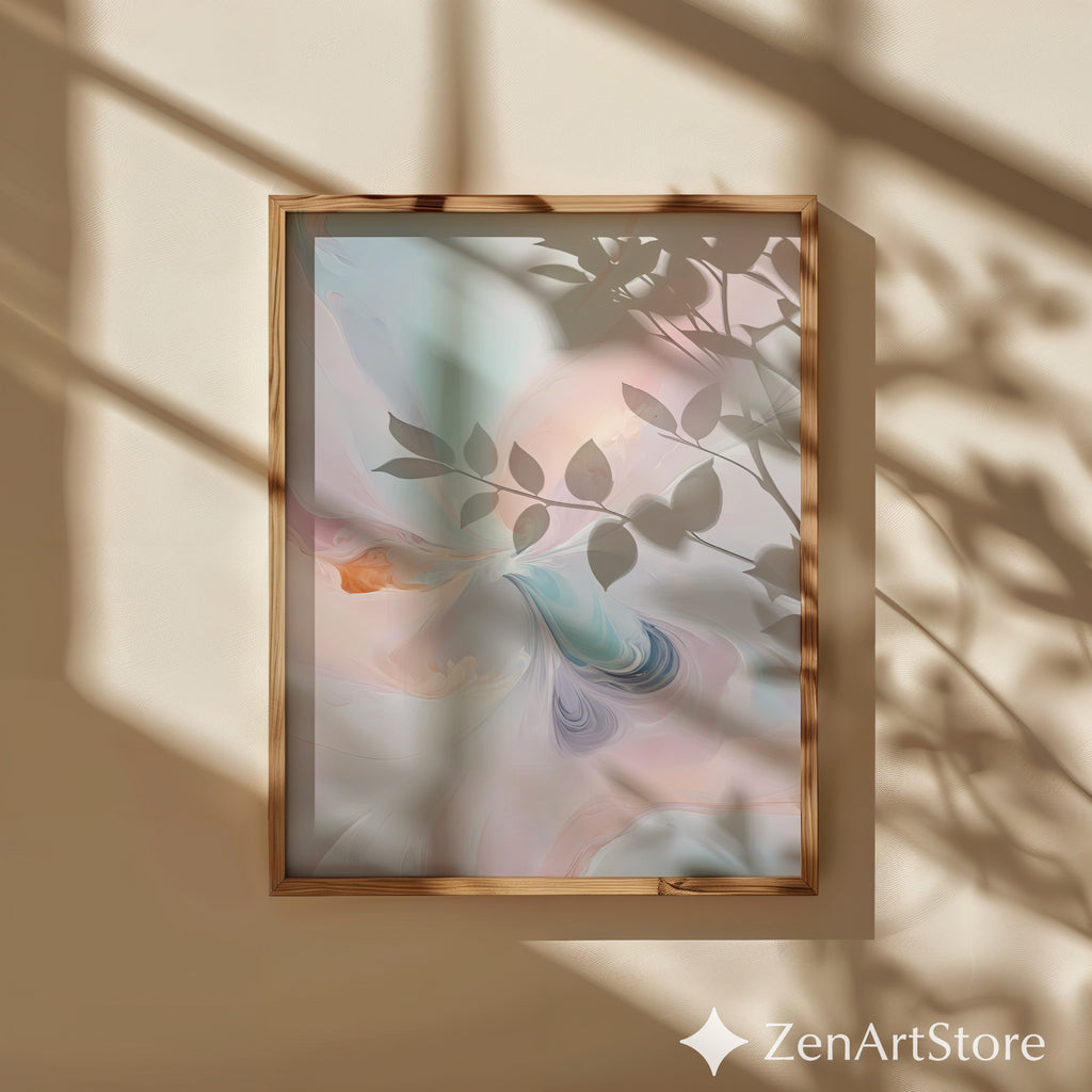 Pastel Abstract Wall Art Printable - Soft Pink Blue Minimalist Zen Decor for Living Room, Bedroom, Nursery - Japandi Wabi Sabi Print