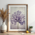 Lavender Peony Botanical Wall Art Print - Minimal Floral Fine Art for Scandinavian Japandi Wabi Sabi Home Decor
