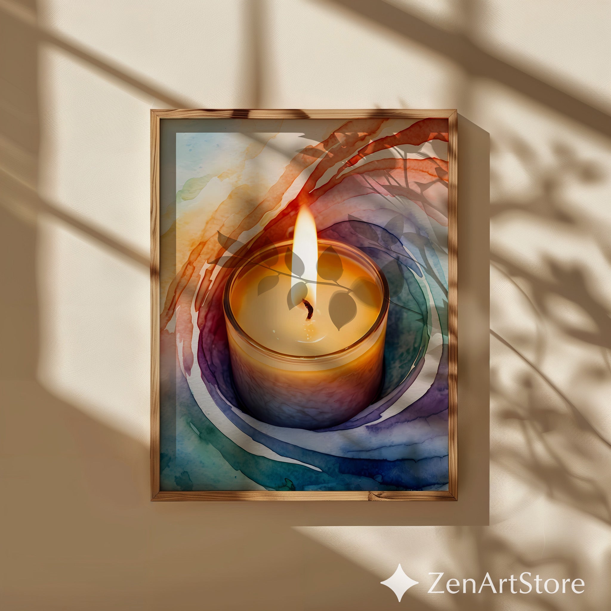 Soothing Candle Watercolor Art Print - Cozy Abstract Candle Wall Decor for Meditation & Boho Homes
