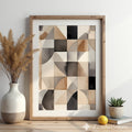 Neutral Geometric Abstract Art Print - Beige Brown Black Minimal Japandi Wabi Sabi Wall Decor