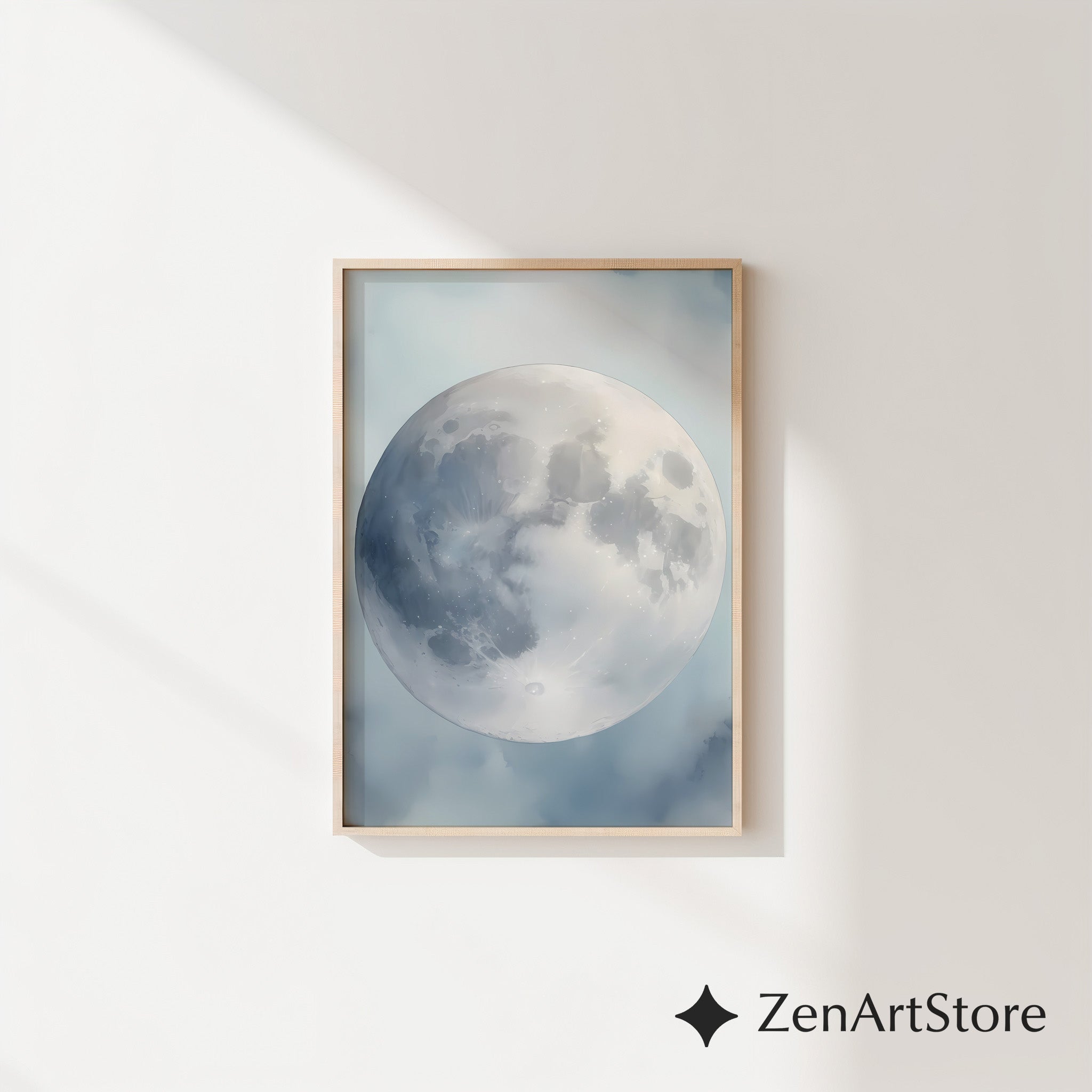 Minimal Moon Wall Art - Neutral Lunar Print, Japandi & Scandinavian Moon Poster for Bedroom, Nursery, Living Room Decor