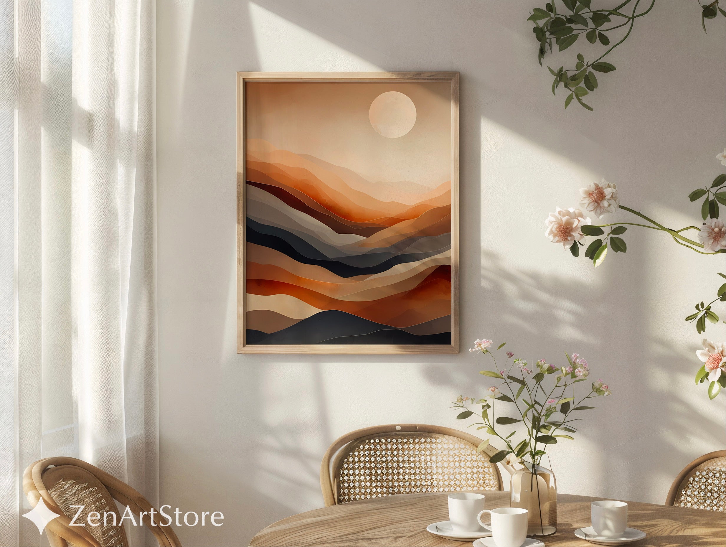 Warm Abstract Desert Landscape Wall Art - Minimal Terracotta & Neutral Layers, Modern Japandi Home Decor Print