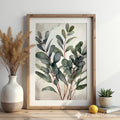Minimal Eucalyptus Botanical Wall Art - Neutral Japandi Watercolor Print for Living Room Bedroom - Calm Scandinavian Plant Poster