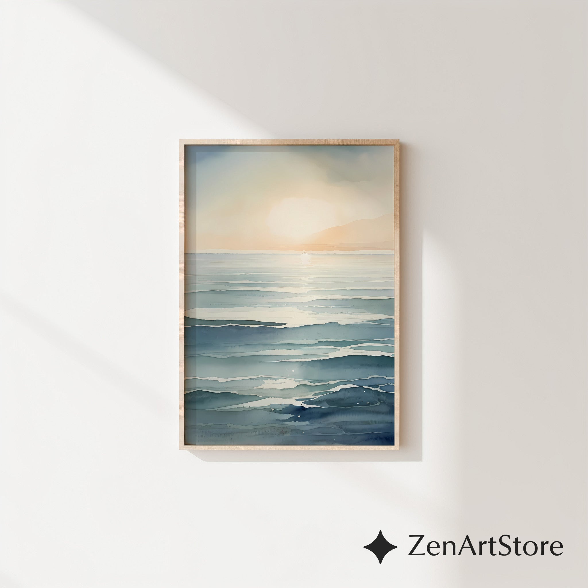 Serene Sunrise Abstract Seascape - Minimal Zen Japanese Printable Wall Art